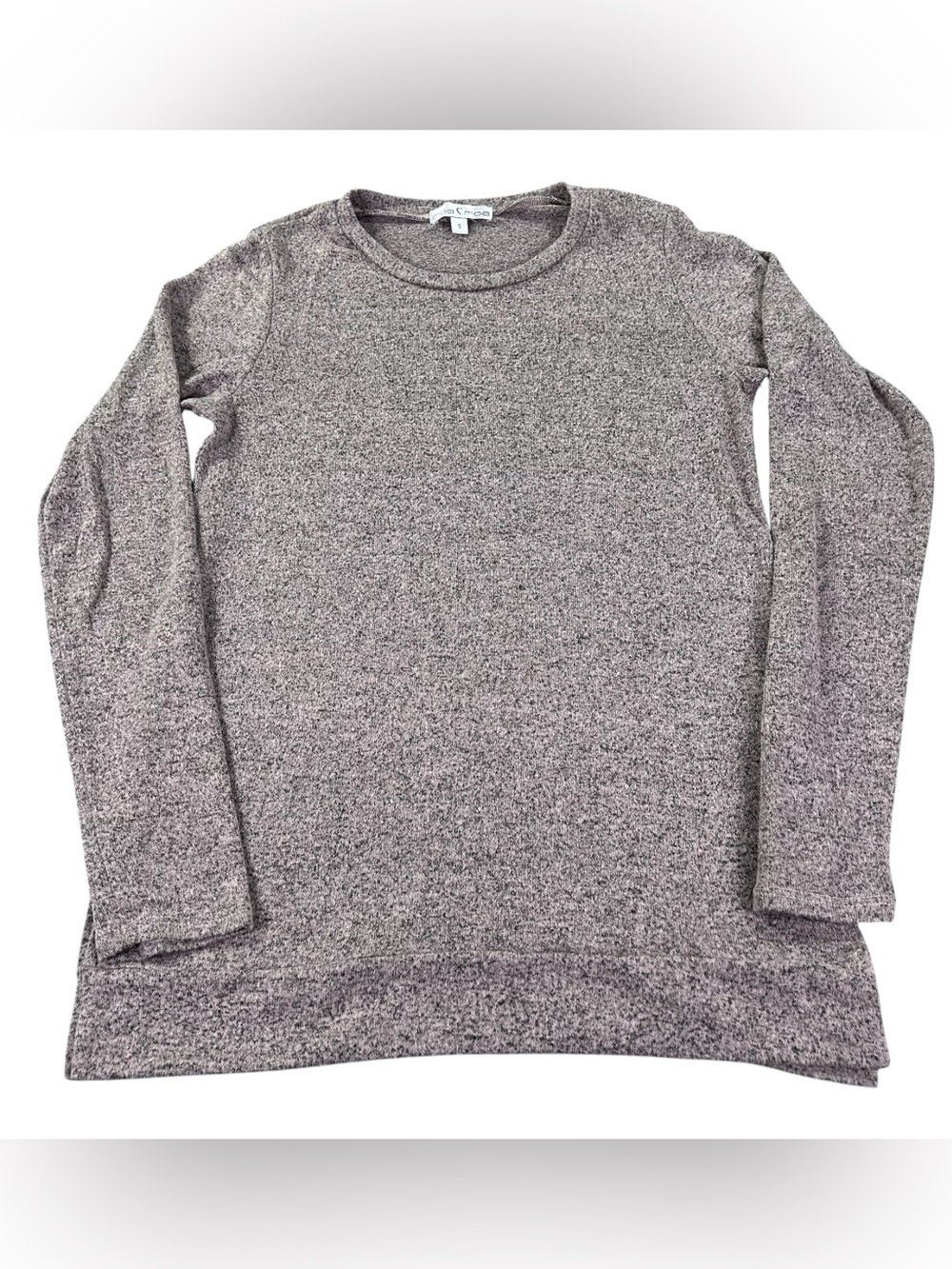 Moa Moa Marled Sweater Knit Tunic Top Women’s S Taupe Gray Long Sleeve Made USA